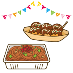 たこ焼きと焼きそばのイラスト