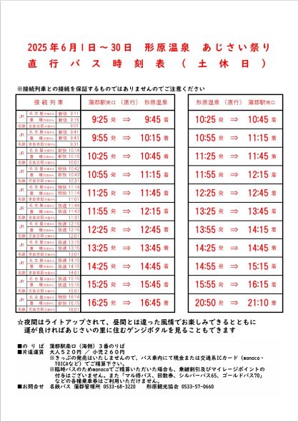 直行バス時刻表(土休日)