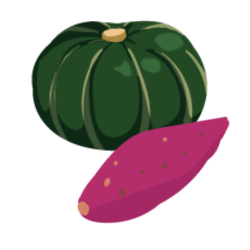 かぼちゃとサツマイモのイラスト