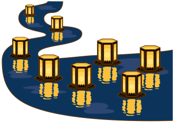 灯ろう流しのイラスト