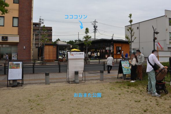 「おおまた公園」から道路を挟んだお向かいの「コココリン」側を見たところ