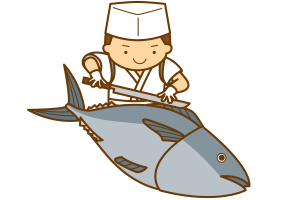 マグロの解体ショーのイラスト