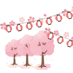 花見ぼんぼりのイラスト