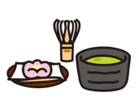 和菓子とお茶のイラスト