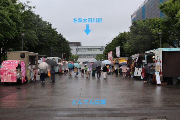2025年5月17日：太田川駅東側の「どんでん広場」のパン＆スイーツマルシェの様子