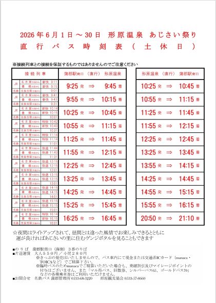 直行バス時刻表（土休日）